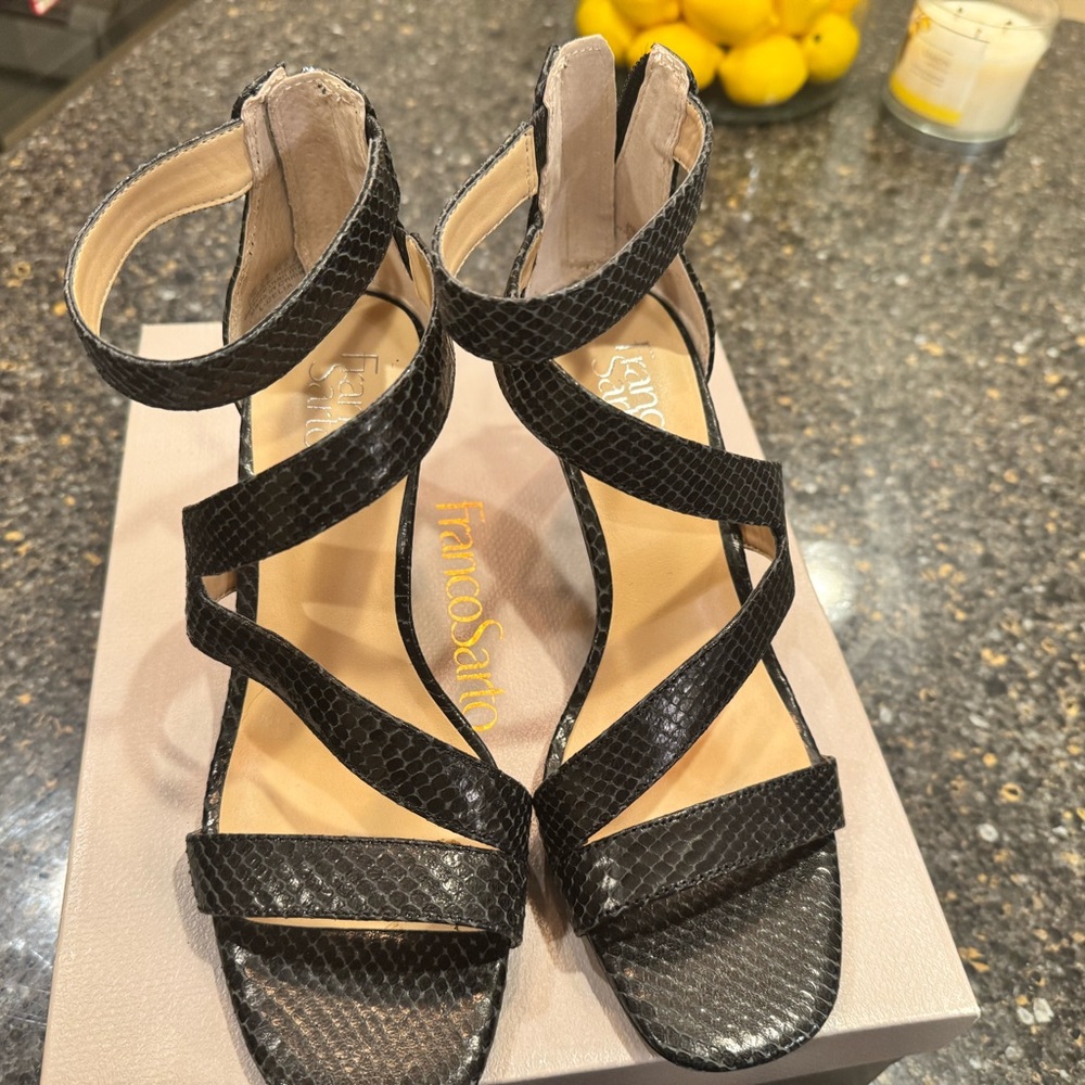 Franco Sarto Black Strappy Sandals for Women